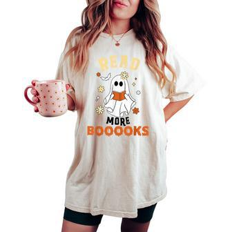 Halloween Ghost Read More Books Groovy Women's Oversized Comfort T-shirt - Seseable