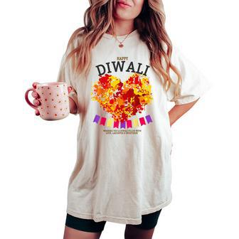 Happy Diwali Festival Outfit Idea For & Hindu Diwali Women's Oversized Comfort T-shirt | Mazezy