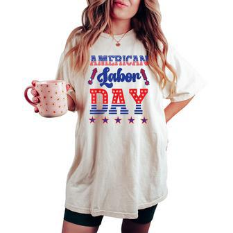 Happy Labor Day Fireworks And American Flag Labor Women's Oversized Comfort T-shirt | Mazezy DE