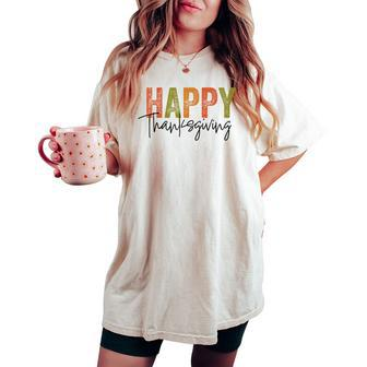 Happy Thanksgiving Boys Girls Women's Oversized Comfort T-shirt - Seseable