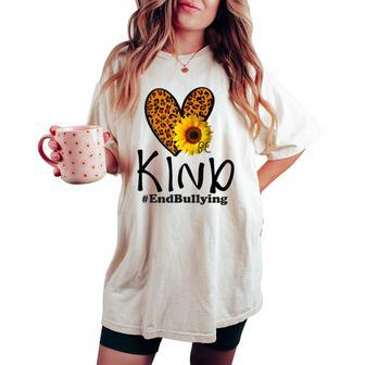 Be Kind Unity Day Orange Anti Bullying Leopard Heart Women's Oversized Comfort T-shirt - Seseable