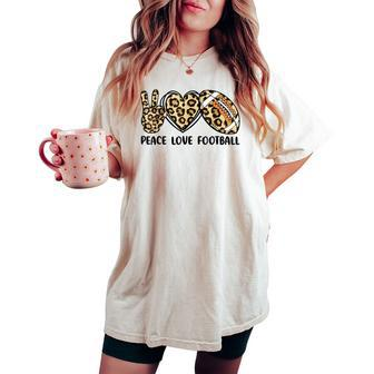 Leopard Peace Love Football N Girls Toddler Women's Oversized Comfort T-shirt - Seseable