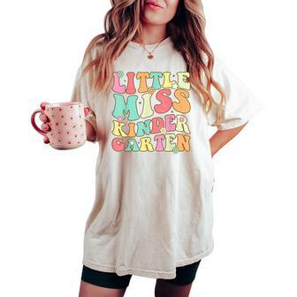 Little Miss Kindergarten Girls Back To School Retro Daughter Women's Oversized Comfort T-shirt - Seseable