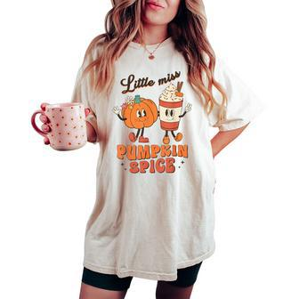 Little Miss Pumpkin Spice Cute Fall Pumpkin Thanksgiving Women's Oversized Comfort T-shirt | Mazezy