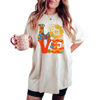 Love Peace Sign 60'S 70'S Costume Party Outfit Groovy Hippie Women's Oversized Comfort T-shirt - Monsterry DE
