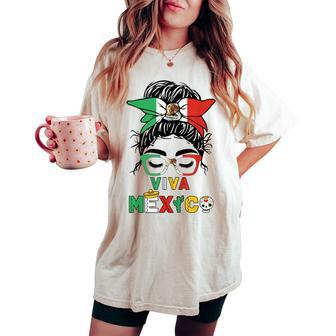 Mexican Independence Viva Mexico Messy Bun Hair Women's Oversized Comfort T-shirt - Thegiftio UK
