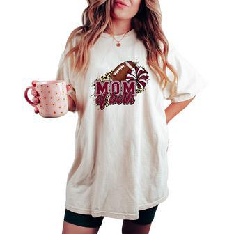 Mom Of Both Football And Cheer Leopard Maroon Women's Oversized Comfort T-shirt - Seseable