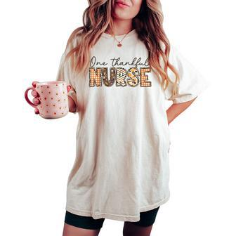 One Thankful Nurse Thanksgiving Fall Autumn Nurse Women's Oversized Comfort T-shirt - Thegiftio UK