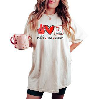 Peace Love Visuals Santa Christmas Speech Slp Sped Teacher Women's Oversized Comfort T-shirt | Mazezy