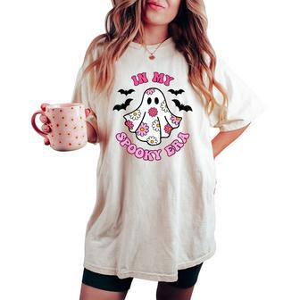 Retro Cute Floral Ghost Halloween Costume In My Spooky Era Women's Oversized Comfort T-shirt - Seseable