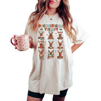 Retro Occupational Therapy Christmas Reindeers Ot Ota Women's Oversized Comfort T-shirt - Seseable