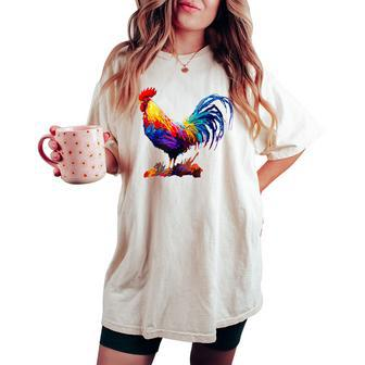 Rooster Country Decor Chicken Gallo Farm Women's Oversized Comfort T-shirt - Seseable
