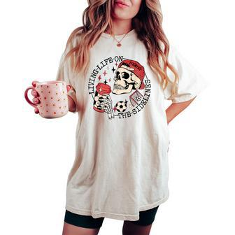 Soccer Mama Living Life On The Sidelines Skeleton Coffee Women's Oversized Comfort T-shirt - Monsterry