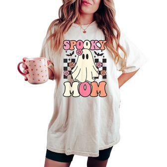Spooky Mom Halloween Ghost Costume Retro Groovy Women's Oversized Comfort T-shirt - Seseable