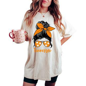Tennessee Girls Tri Stars Messy Bun Hair Orange White Women's Oversized Comfort T-shirt | Mazezy
