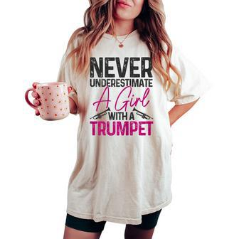 Never Underestimate A Girl With A Trumpet Player Women's Oversized Comfort T-shirt - Thegiftio UK