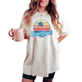 Vintage Ocean Beach California Ca Classic 70S Retro Surfer Women's Oversized Comfort T-shirt | Mazezy