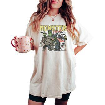 Vintage Retro Halloween Monster Mash Boo Ghost Witch Fall Women's Oversized Comfort T-shirt - Monsterry AU