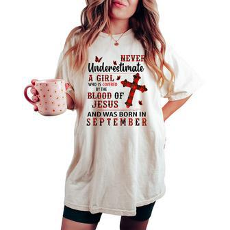 W3lp Never Underestimate Christian Girl September Birthday Women's Oversized Comfort T-shirt - Thegiftio UK