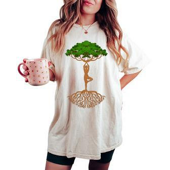Yoga Tree Pose Kawaii Meditation Positions Yoga Lover Women's Oversized Comfort T-shirt | Mazezy