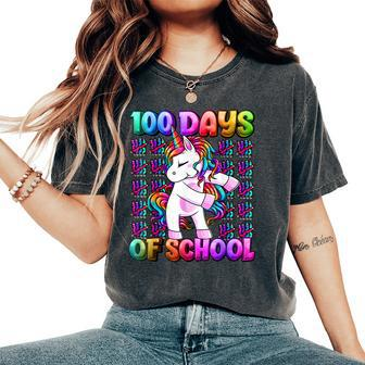 100 Days Of School 100 Days Smarter Unicorn Girls Teacher Women's Oversized Comfort T-shirt | Mazezy
