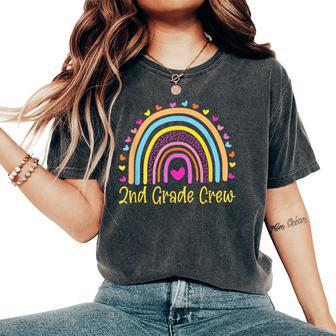 2Nd Grade Crew 2Nd Grade Teacher Rainbow Heart Women's Oversized Comfort T-Shirt | Mazezy