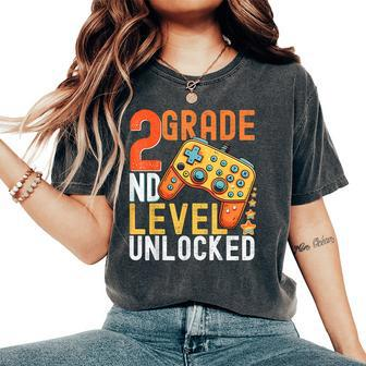 2Nd Grade Level Unlocked Video Game Back To School Boys Women's Oversized Comfort T-Shirt - Seseable