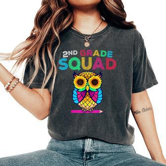 2Nd Grade Squad Sunflower Owl Second Grade Teacher Women's Oversized Comfort T-shirt | Mazezy