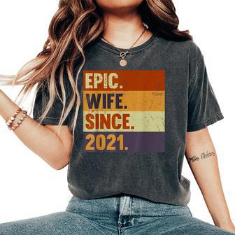 2Nd Wedding Anniversary For Her Epic Wife Since 2021 Women's Oversized Comfort T-Shirt - Monsterry DE