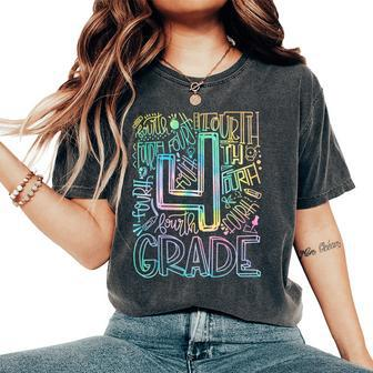 4Th Grade Typography Team Tie Dye Teacher Back To School Women's Oversized Comfort T-Shirt - Seseable