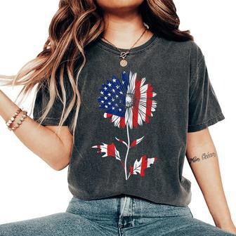 4Th Of July Daisy Usa Flag July The Fourth Women's Oversized Comfort T-shirt | Mazezy