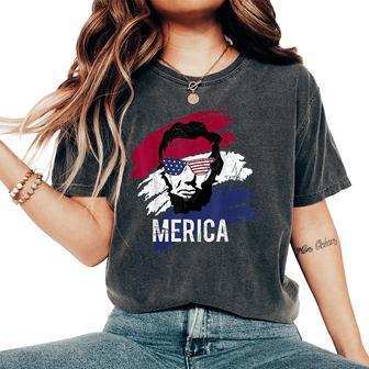 4Th Of July Lincoln Merica Usa Flag Women Men Kids Women's Oversized Graphic Print Comfort T-shirt - Monsterry AU