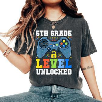 5Th Grade Level Unlocked Gamer First Day Of School Boys Women's Oversized Comfort T-Shirt - Seseable