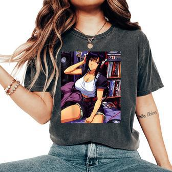 90S Retro Waifu Anime Girl Chill Lofi Music Women's Oversized Comfort T-Shirt - Seseable