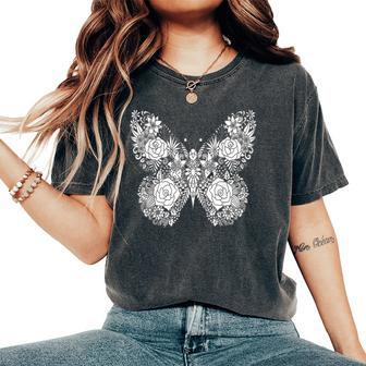 Adult Coloring Book Floral Butterfly Colored Women's Oversized Comfort T-shirt | Mazezy