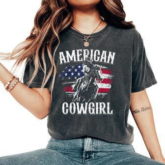 American Cowgirl Rodeo Barrel Racing Horse Riding Girl Women's Oversized Comfort T-shirt | Mazezy