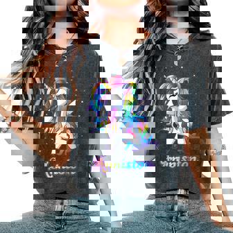 Anniston Name Personalized Custom Rainbow Unicorn Dabbing Women's Oversized Comfort T-Shirt | Mazezy