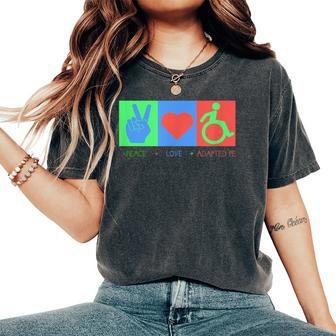 Ape Teacher Peace Love Adapted Pe Women's Oversized Comfort T-Shirt | Mazezy