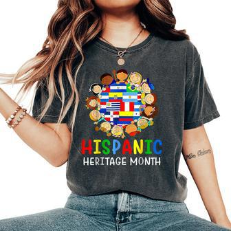 Around Globe Hispanic Flags Heritage Month Boys Girls Women's Oversized Comfort T-Shirt - Monsterry