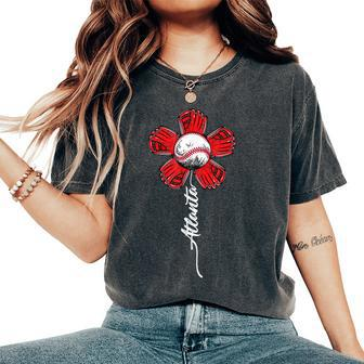 Atlanta Colorful Baseball Flower Souvenir I Love Atlanta Women's Oversized Comfort T-Shirt | Mazezy DE