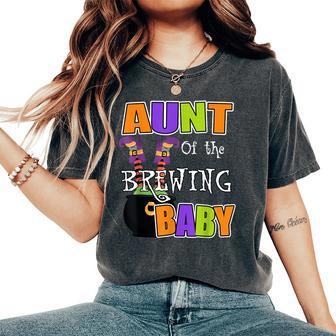 Aunt Of Brewing Baby Halloween Theme Baby Shower Spooky Women's Oversized Comfort T-Shirt - Monsterry DE