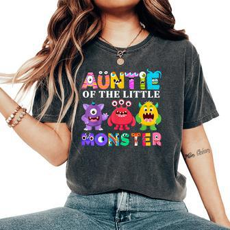 Auntie Of The Little Monster Birthday Party Family Monster Women's Oversized Comfort T-Shirt - Monsterry