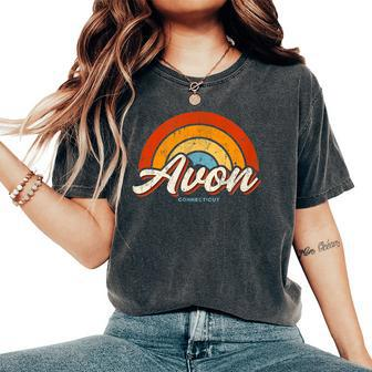 Avon Connecticut Ct Vintage Rainbow Retro 70S Women's Oversized Comfort T-Shirt | Mazezy