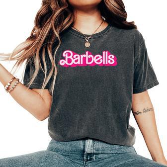 Barbells Pink Retro Gym Workout Classic Girl Gear Women's Oversized Comfort T-Shirt - Seseable