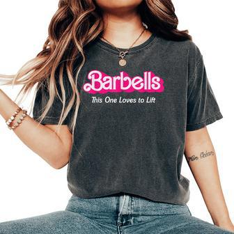 Barbells Pink Retro Workout Classic Girl Loves To Lift Gear Women's Oversized Comfort T-Shirt - Monsterry UK