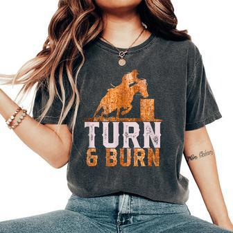 Barrel Racing Rust Print Horse Rodeo Cowgirl Western Women's Oversized Comfort T-shirt | Mazezy