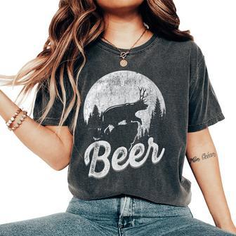 Bear Deer Beer Day Drinking Adult Humor Women's Oversized Comfort T-Shirt | Mazezy