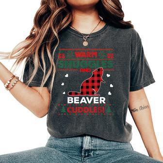 Beaver Lover Xmas Cute Pet Ugly Christmas Sweater Women's Oversized Comfort T-Shirt - Seseable