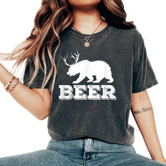Beer Bear Antler Bear Lover Beer Drinking Party Women's Oversized Comfort T-Shirt | Mazezy