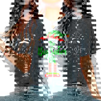 Big Sister Elf Matching Family Group Christmas Party Pajama Women's Oversized Comfort T-Shirt - Monsterry